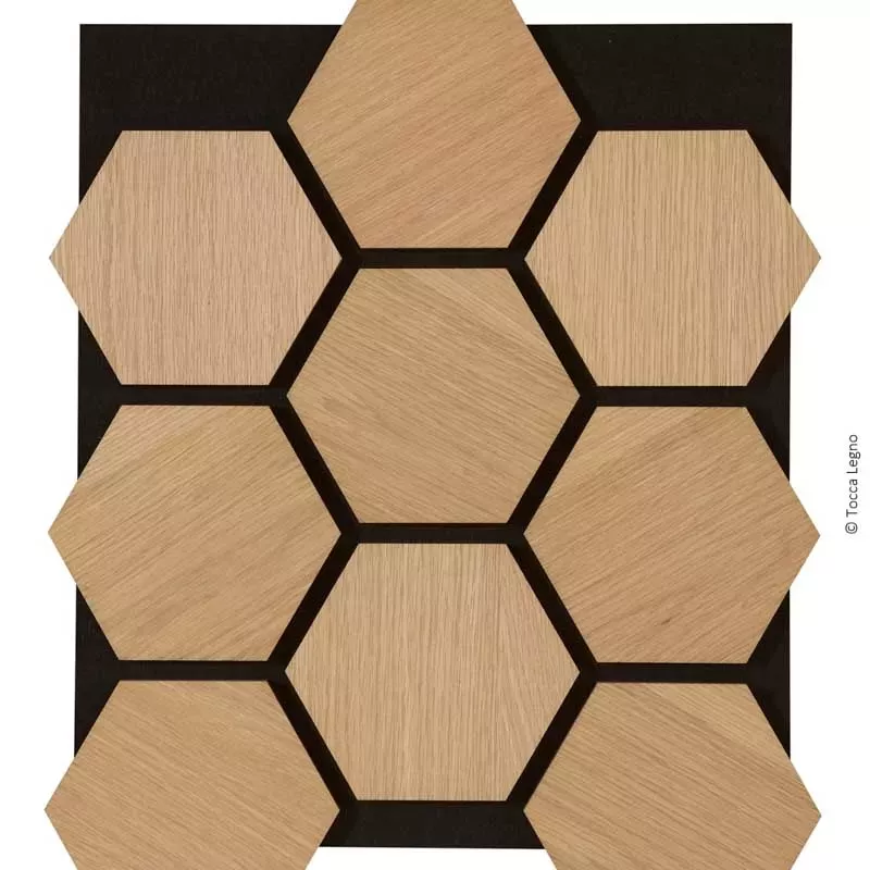Panneau mural acoustique hexagonal bois Tocca Legno Hexa Natural