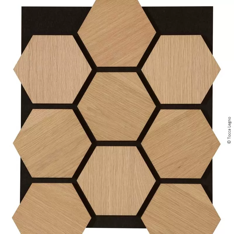 Panneau mural acoustique hexagonal bois Tocca Legno Hexa Natural