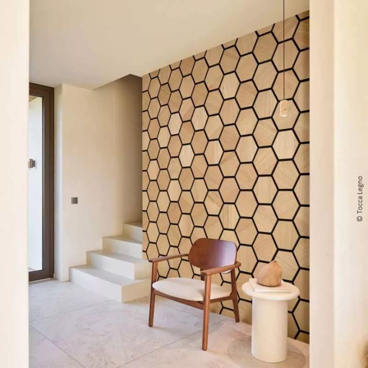 Panneau mural acoustique hexagonal bois Tocca Legno Hexa Natural