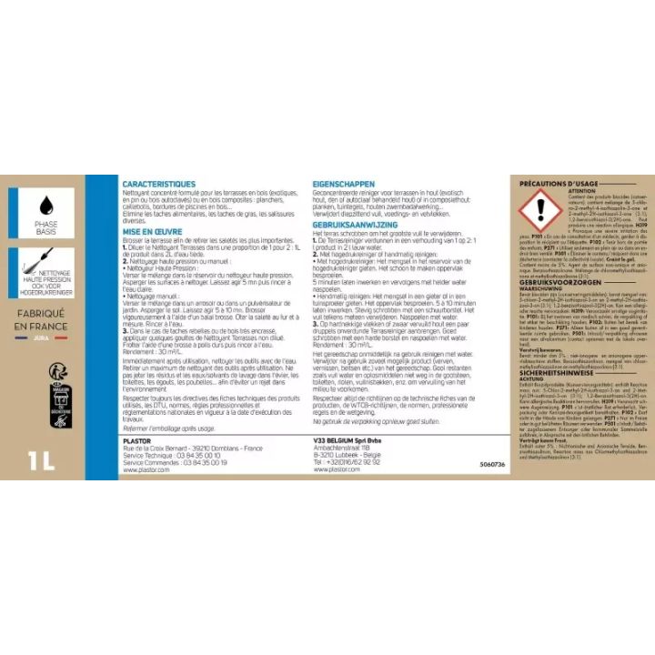 Plastor Nettoyant Concentré Terrasses | Bois et composites
