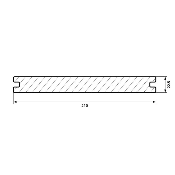 Profil de la lame Fiberdeck Vintage, section 22,5 × 210 mm