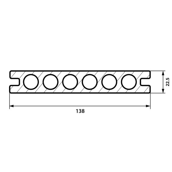 Profil de la lame Fiberdeck Brooklyn, section 22,5 × 138 mm