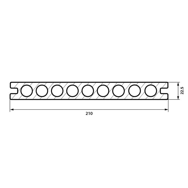 Profil de la lame Fiberdeck Brooklyn, section 22,5 × 210 mm