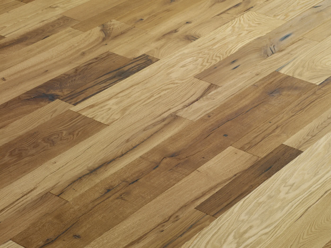 Parquet Antico Legno à la française, associant plusieurs largeurs de lames parallèles.